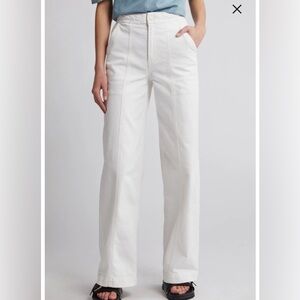 Frame Denim White Braided High Rise Wide Leg Jean